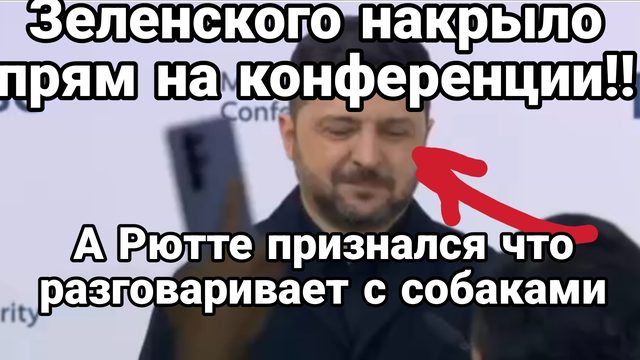 ЗЕЛЕНСКОГО ВШТЫРИЛО ПРЯМ ВО ВРЕМЯ КОНФЕРЕНЦИИ РЮТТЕ ГОВОРЯЩИЙ С СОБАКАМИ