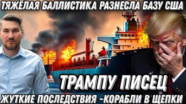Жуткий ПОЖАР на базах США.  Удар ракетой прямо в цель. Корабли в щепки. Трампу писец.