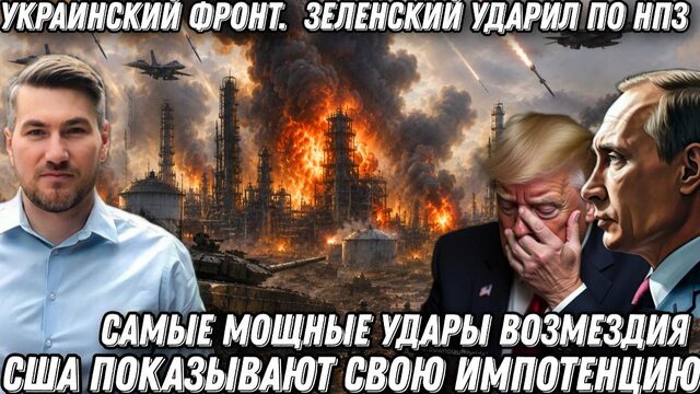 Украинский фронт. Зеленский ударил по НПЗ. Самые мощные удары возмездия. США показывают слабость