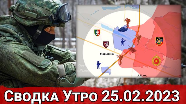 Продвижение в Марьинке и обстановка на Херсонском направлении. Сводка за 25.02.2023 г.